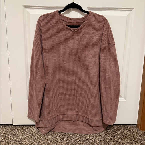 SHEWIN flagship Tops - Mauve Waffle Knit Longsleeve
